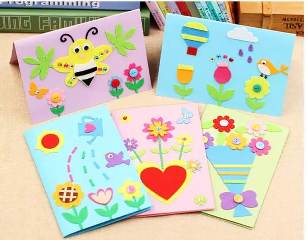 1pcs DIY Felt Fabric Greeting Cards Kit Kids Making 