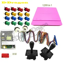 1299/999 игры коробка Аркада DIY Kit HDMI 1299 в 1 jamma PCB Zippy джойстик подсветкой 12 В в Кнопка питание джем-проволока