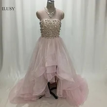 ILUSY вечернее платье для выпускного вечера яркими кристаллами органзы High-Low вечернее платье вечерние платье