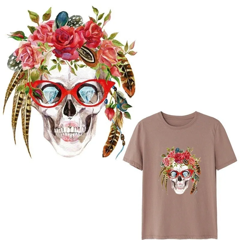 

Custom Iron On Transfers For Clothes PVC Heat Vinyl Thermal Transfer Sticker Print Skull Patch Chile Badge Applique DIY Decor