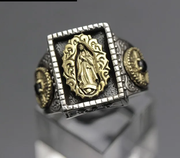 

925 sterling silver retro square gold lady ring personalized index finger men's ring free shipping