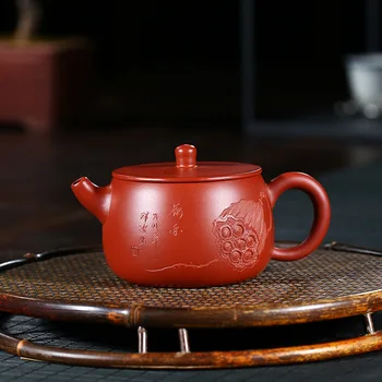 

Teapot Full Manual Raw Ore Bright Red Robe A Bosom Friend Seedpod Of The Lotus Famous Fan Zi Hong Kung Fu Tea Have Teapot