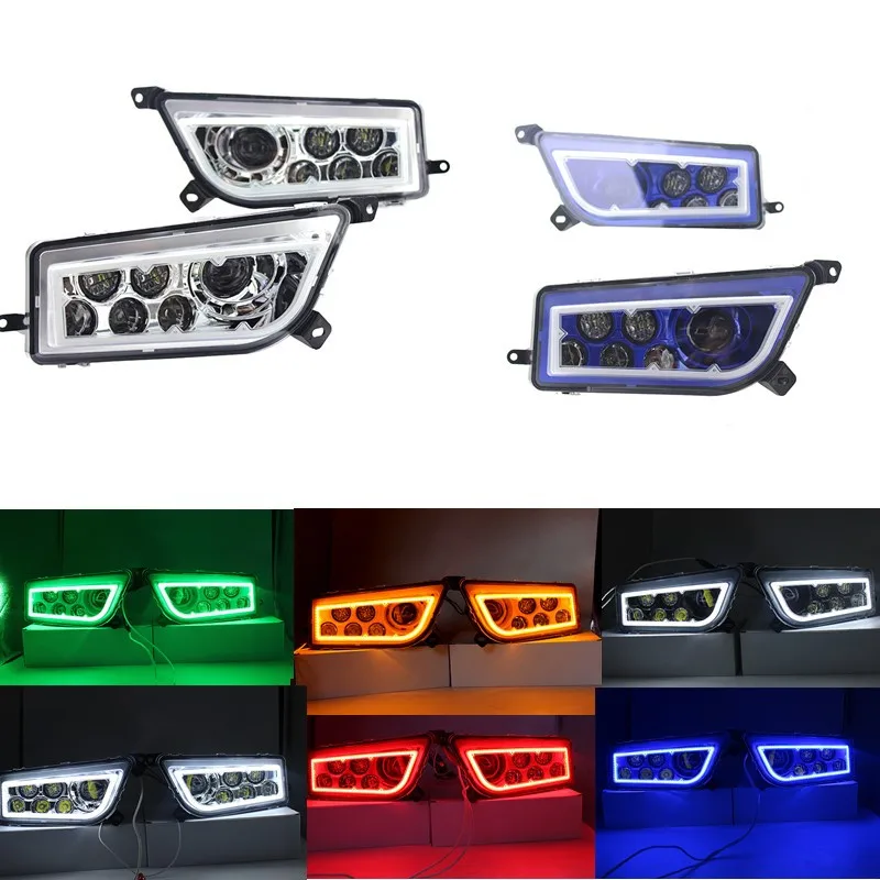 Us 74 5 18 Off 2014 2017 Polaris Rzr 1000 Xp Turbo White Red Blue Yellow Green Angel Eye Led Headlights Halo In Car Light Assembly From