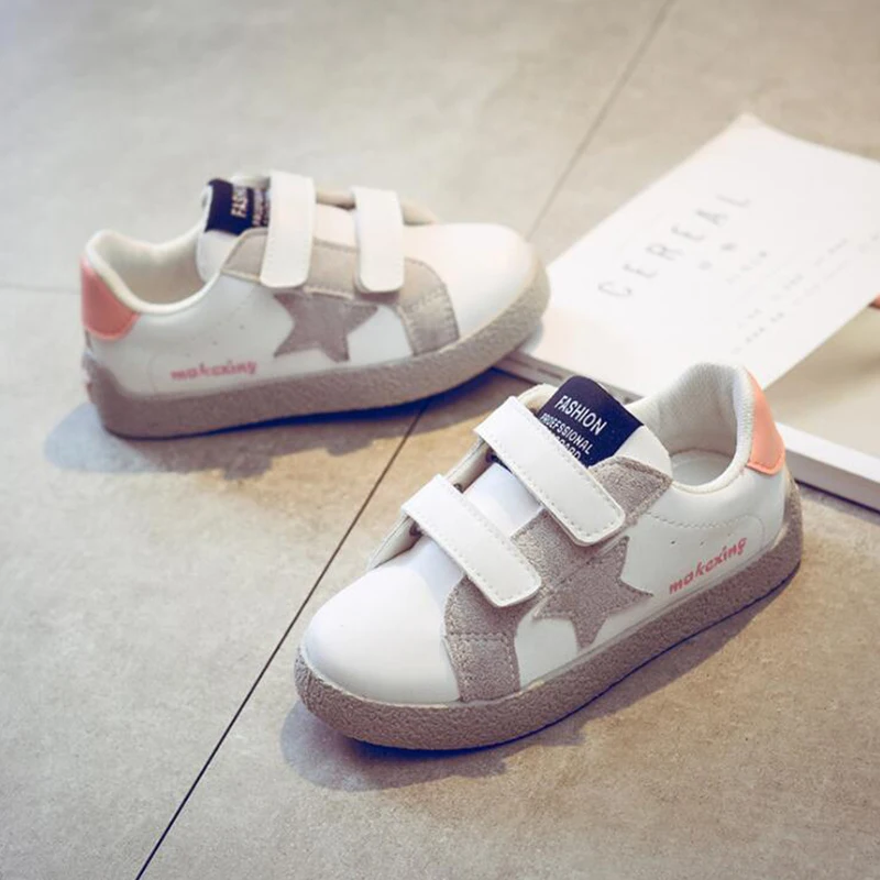 2019 ربيع جديد الأطفال أحذية الفتيات جودة الأبيض أحذية من الجلد أحذية رياضية كاجوال بنين الأزياء الرياضية حذا فردي للسيدات