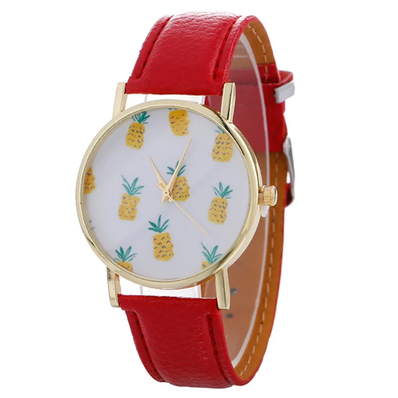 Excellent Quality women's watches casual watches Stylish Pineapple Printing Leather Bracelet Lady Womans Wrist Watch clock M17 (8)