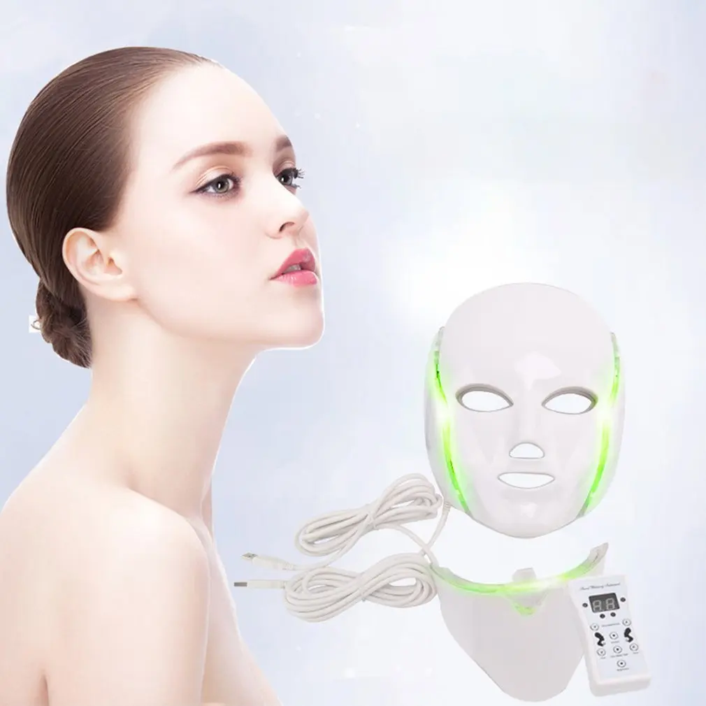 Корейская 7 цветов Светодиодная маска для лица светодиодная фотонная терапия для лица Устройство для приготовления маски светотерапия акне маска для шеи Красота светодиодная маска Прямая