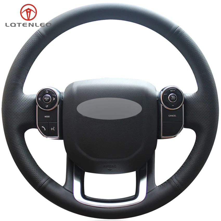 

LQTENLEO Black Artificial Leather Steering Wheel Cover For Land Rover Range Rover velar 2017-2019 Range Rover Sport 2014-2019