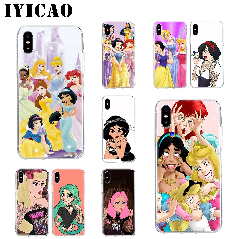 

IYICAO 7 Princess Hard Case Cover Shell for iPhone 4 4s 5 5s Se 6 7 7plus 8 8Plus X XS MAX XR 6s Plus