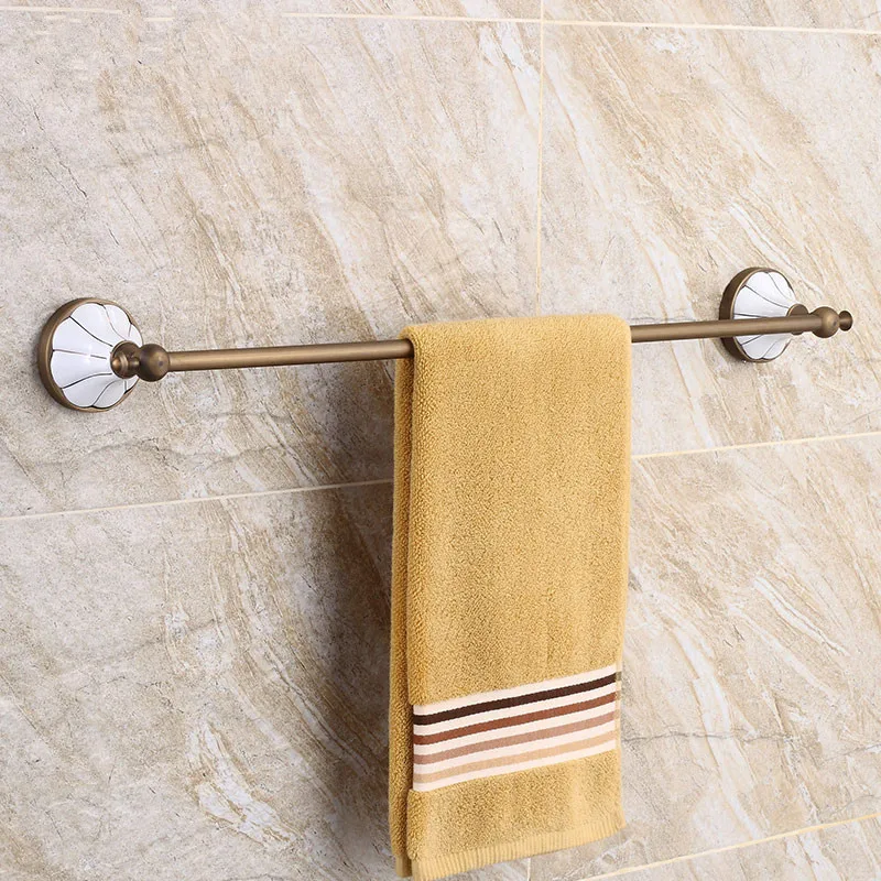 Lotus Base Ceramic Monolayer Towel Bars Solid Brass European Antique