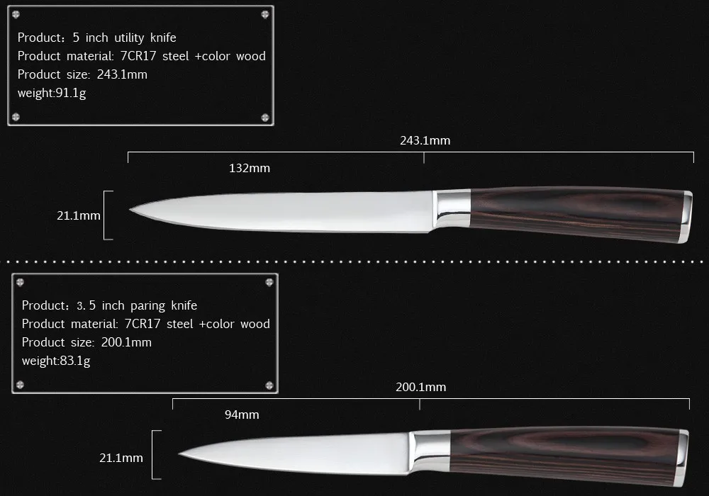 XYJ 8 дюймов шеф-повара для нарезки " 5" сантоку " Универсальный 3,5" нож для очистки овощей Кухонные ножи 7Cr17 кухонный набор ножей из нержавеющей стали