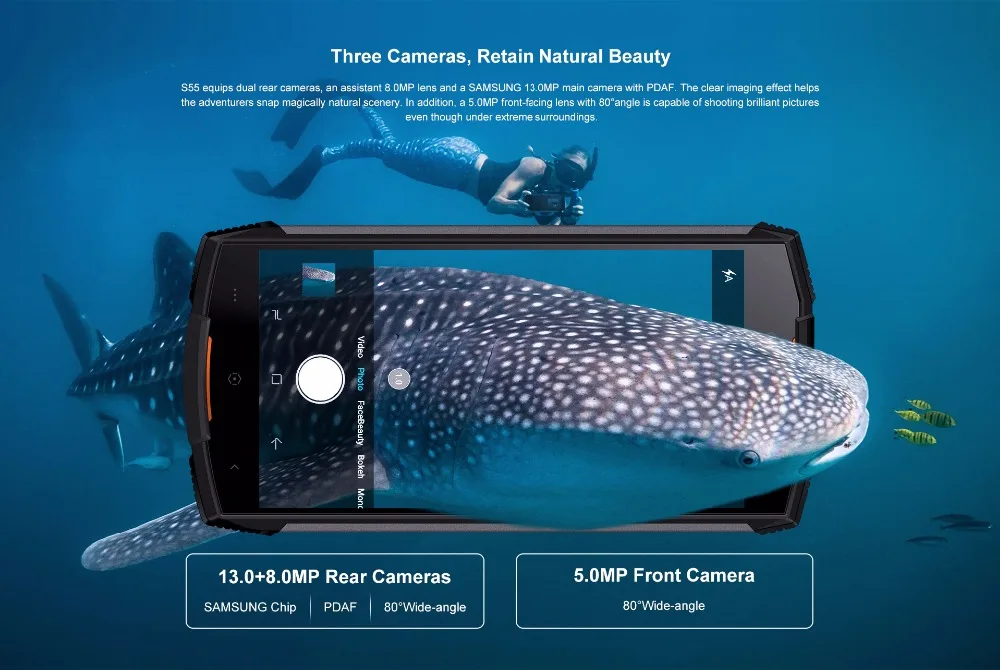 2018 DOOGEE S55 Android 8 0 IP68 водонепроницаемый смартфон 5500 мАч 5 &quot4 GB Оперативная память 64