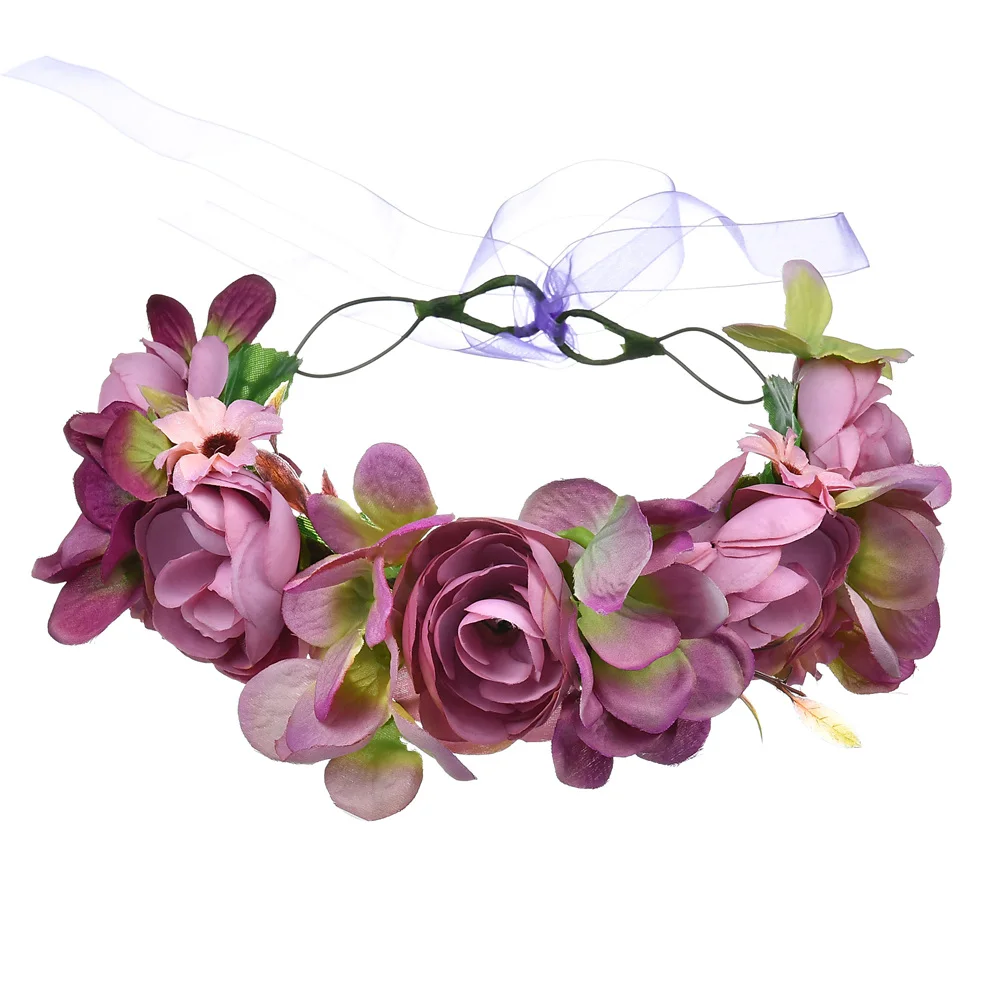 

Women Girls Flower Wreath Bridal Hair Floral Headbands Crown Wedding Headband
