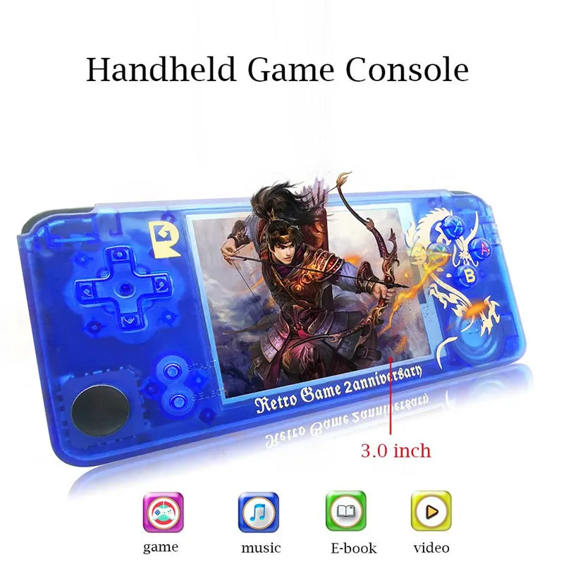 Retro Game Console 64bit 3.0inch 16GB Portable Mini Handheld Game Player Built-in 3000 Games 360 Degree Controller 50JUL19