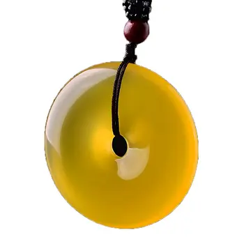 

Koraba Fine Jewelry Natural Ice Species Chalcedony Agate Safety Button Wealthy Pendant Necklace Free Shipping