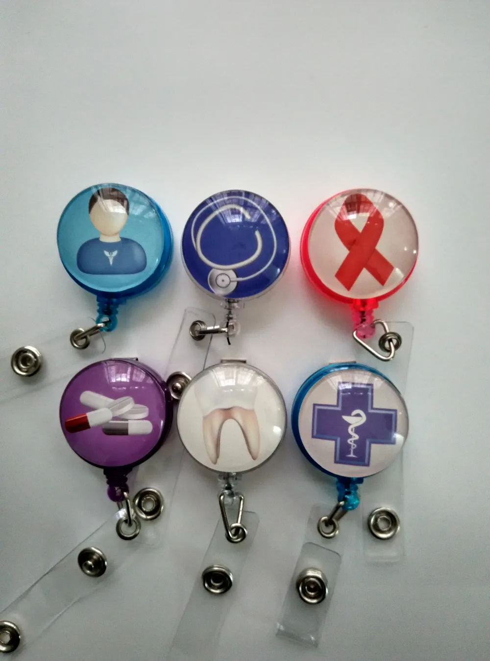 

Assorted Colors Retractable id badge reel medical 12pcs/lot