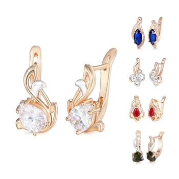 

Davieslee 5Pcs/Set Teardrop Leaf Paved CZ Earrings for Women Cubic Zirconia 585 Rose Gold Filled Womens Elegant Earrings DGEF02