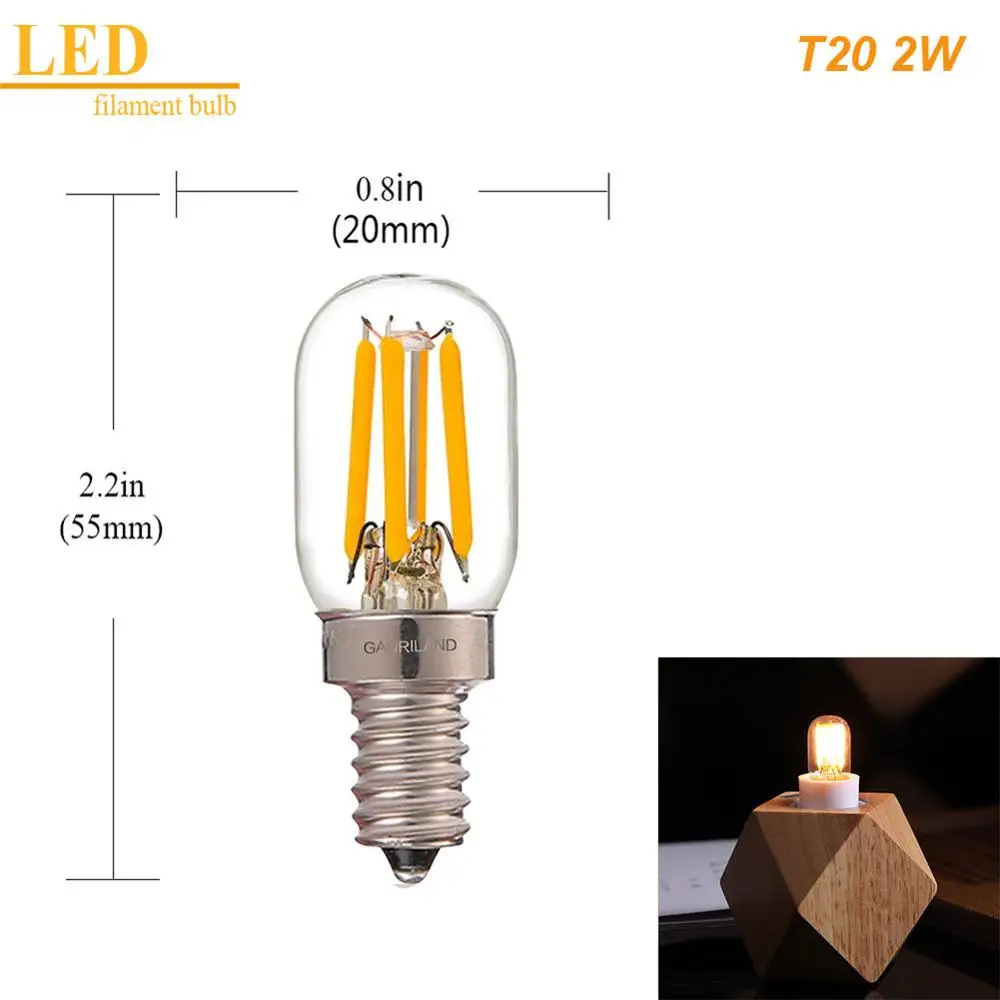 GANRILAND E14 Светодиодная лампа с регулируемой яркостью E12 E14 220 V 0,5 Вт 1 2 Вт Светодиодный светильник светодиодный нити ночник люстра Светодиодный лампочки Эдисона C7 T20 T22 - Испускаемый цвет: T20 2W 2200K