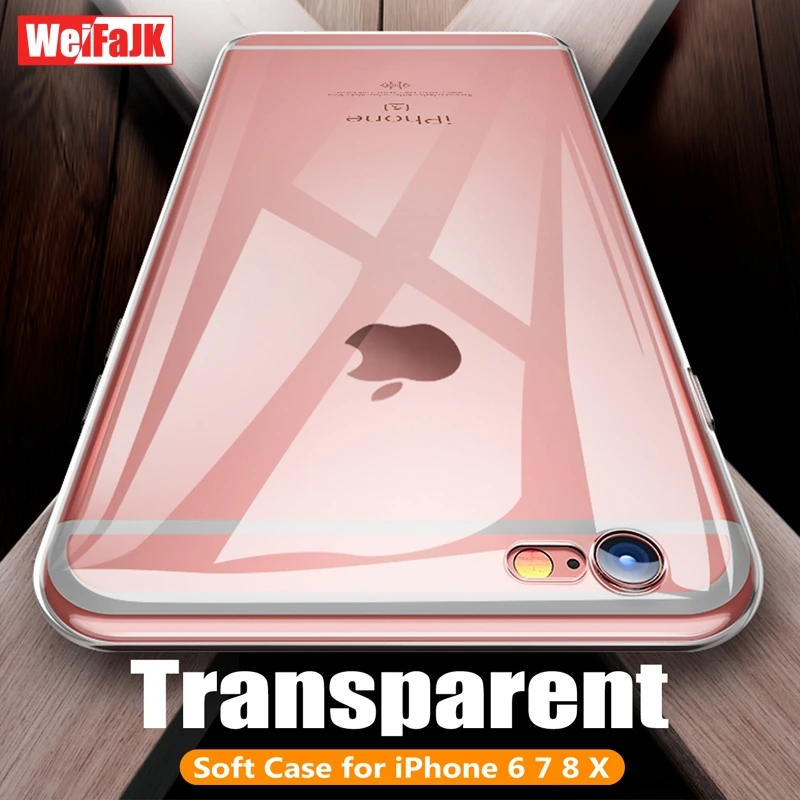 

WeiFaJK Cover for iPhone 6 7 8 X XS Max XR Case Silicone Soft Clear Coque for iPhone 8 7 Plus 6s 5 5s SE Phone Case Transparent