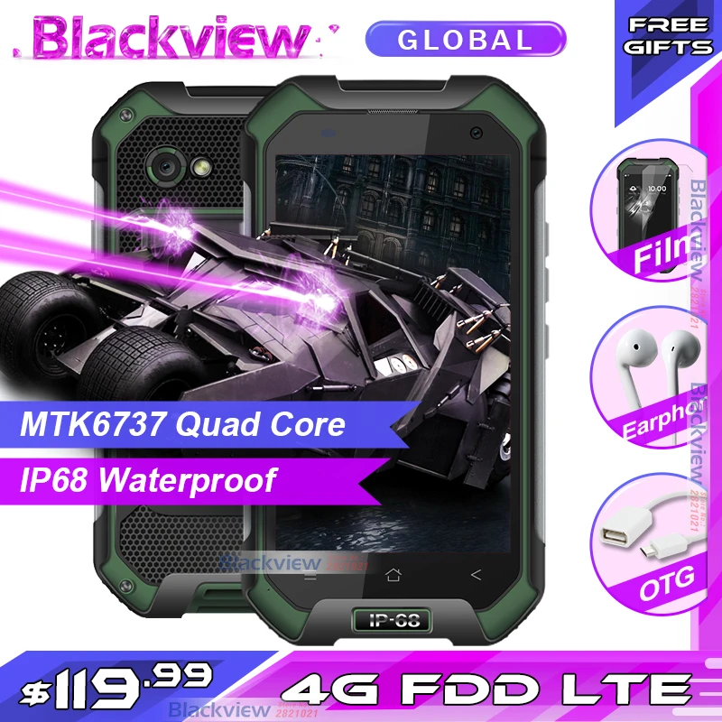 Быстрая доставка Blackview BV6000S мобильный телефон 4 ядра, 4G, FDD, LTE, 2 ГБ + 16 Гб 13.0MP IP68 Водонепроницаемый смартфон