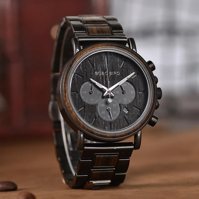 BOBO BIRD Watches Men Stopwatch relojes hombre Wooden Wristwatches Male Show Date erkek kol saati in Gifts Box