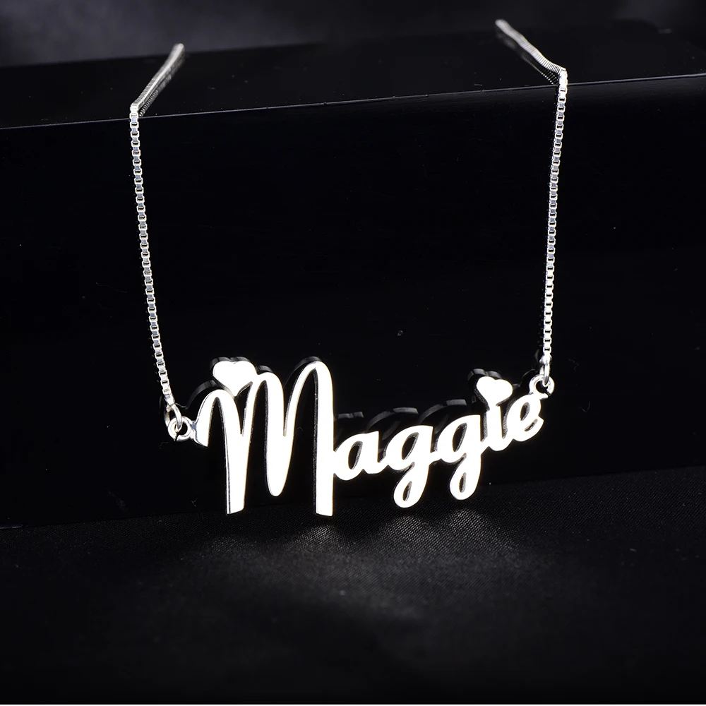 

RainMarch Personalized Name Necklace 925 Sterling Silver Pendant Namenecklace Customized Silver Gold Rose Chain Women Jewelry
