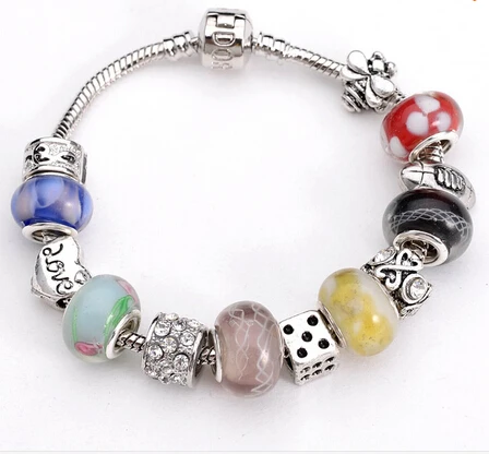 New Fashion Handmade Colorized Snake Chain Multi Colors Jewelry Women Murano Glass Chamilia Beads Bracelets&ampBangles 10 Styles | Украшения