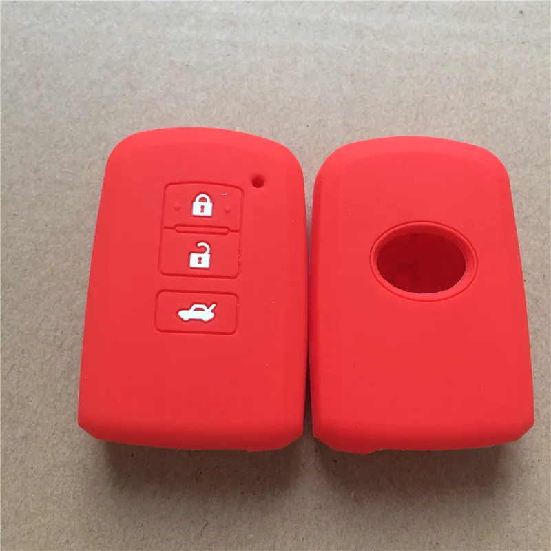 Силиконовый резиновый чехол для ключей автомобиля, Набор чехлов для Toyota Camry 2012 Avalon rav4 Highlander prius, 3 кнопки, крышка для ключей - Название цвета: Красный