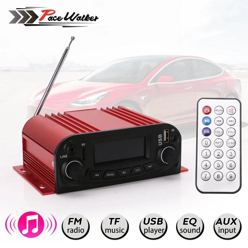 Красный Профессиональный усилитель мощности мотоцикла автомобиля usb аудио FM