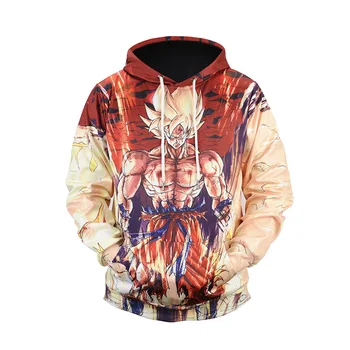 

2017 Waidx Sweatshirts Dragon Ball Z Goku Super Saiyan SS 3D Print Hoody Front Pocket Outerwear Unisex Coat Autumn Winter