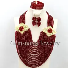 Fantastic Wine Nigerian Wedding Beads Jewelry Set Big Costume Crystal Bridal Jewelry Set Free Shipping WB173