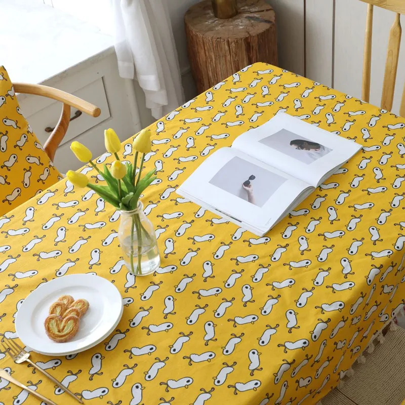 Подвеска с форме утки желтая скатерть для дома/отеля покрытие стола Mantel De Mesa многофункциональная набивная покрытая ткань