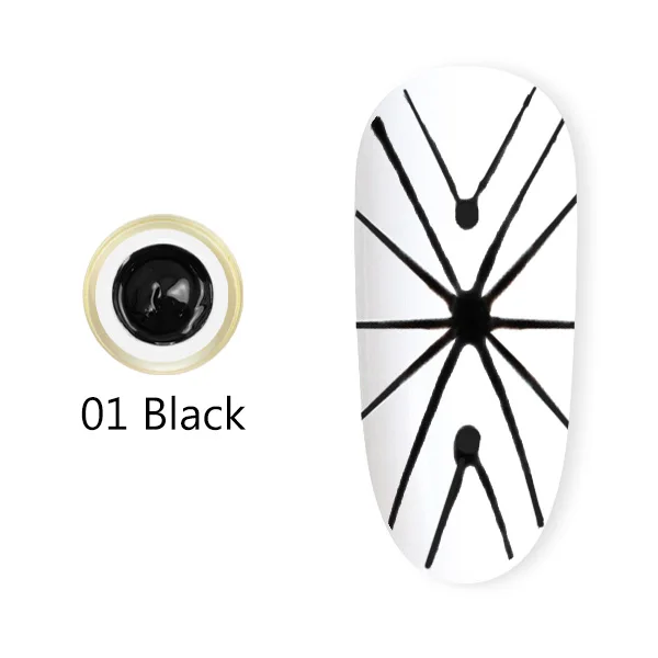 Billig 6 stücke * 8g GDCOCO Zeichnen Malerei Gel Set Nail art Design Goldene Weiß Farbe Tränken weg vom UV LED 3D Relief Splitter Schwarz Malerei Gel