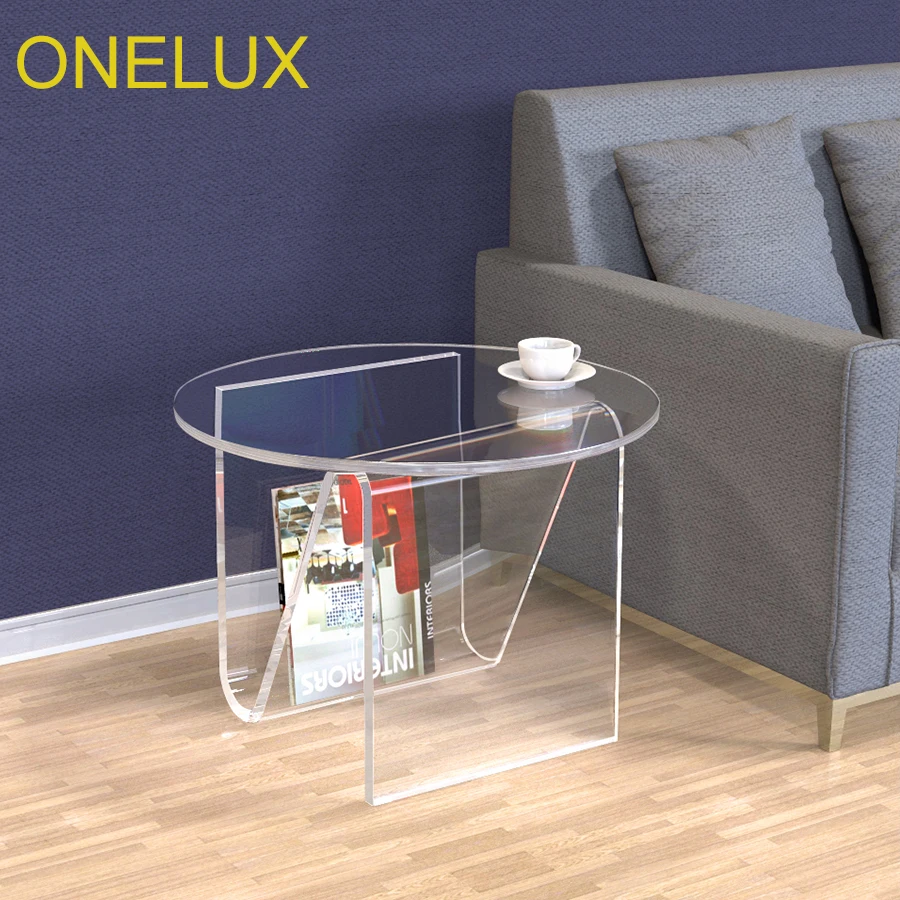 Clear Round Acrylic Coffee Tea Table, Lucite Occasional Sofa Side Magazine/Laptop Tables Clear Round Acrylic Coffee Tea Table, Lucite Occasional Sofa Side Magazine/Laptop Tables