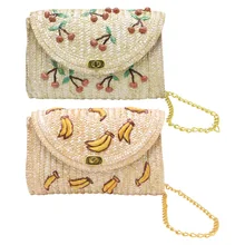 Новая Банановая вишневая соломенная мессенджер через плечо клатч с клапаном цепная сумка пляжные сумки с цепью через плечо