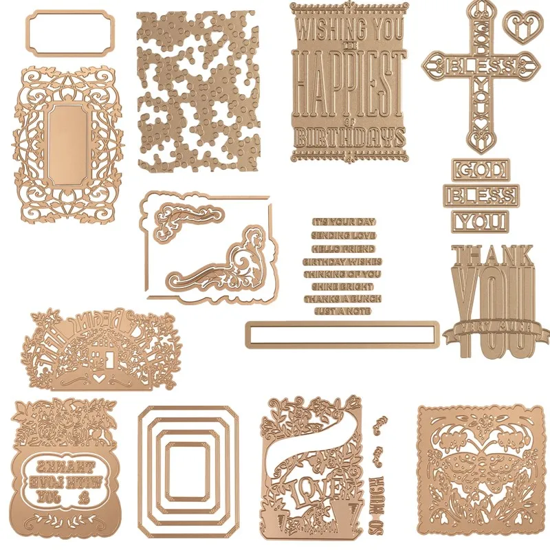 

Heart Butterfly Letters Frame Metal Cutting Dies Stencils For DIY Scrapbooking Decoration Embossing Card Handcraft Die Cut 2019