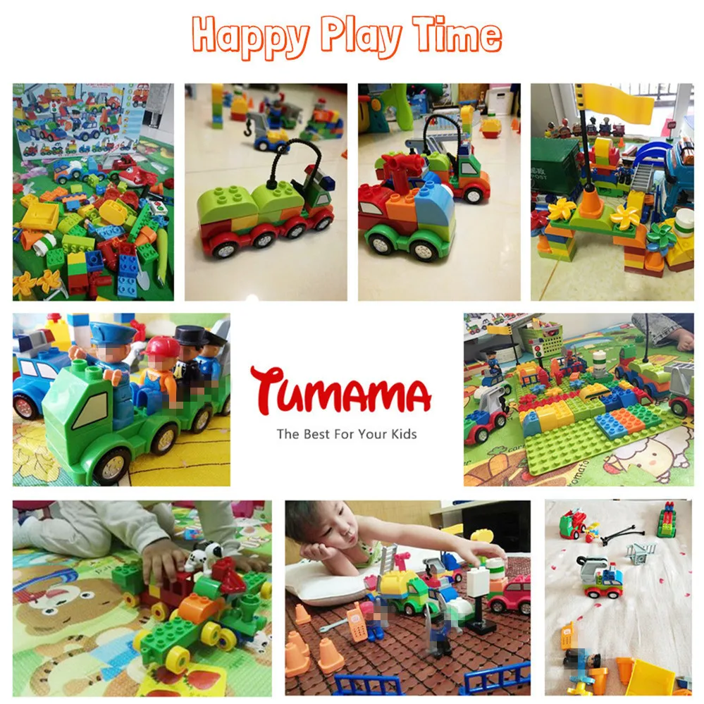Tumama Big Size Building Blocks 53~125pcs Car Model Traffic Building Brick Compatible Legoed Duplo Large Size Educational Blocks Tumama Big Size Building Blocks 53~125pcs Car Model Traffic Building Brick Compatible Legoed Duplo Large Size Educational Blocks