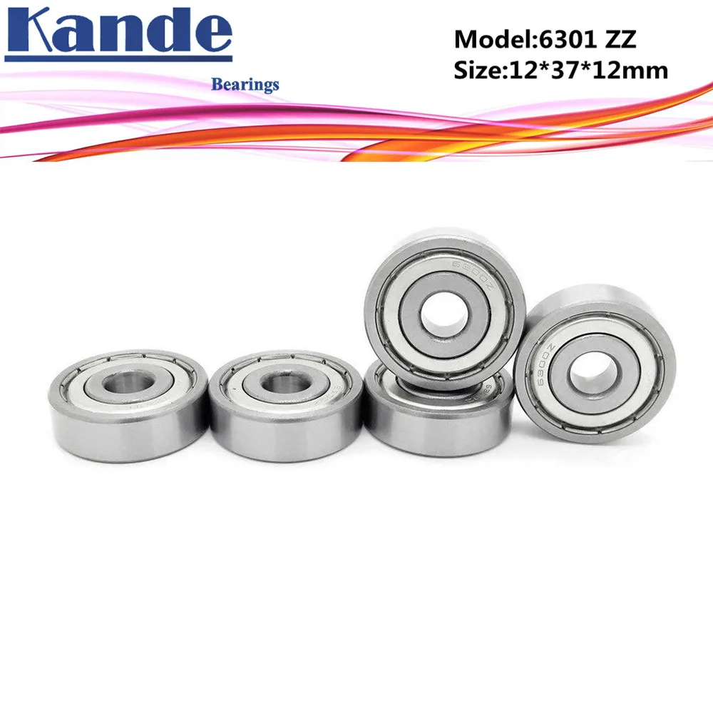 

Kande 6301ZZ 4PCS ABEC-5 6301 ZZ Single Row Deep Groove Ball Bearing 12x37x12 mm High Quality 6301-2Z