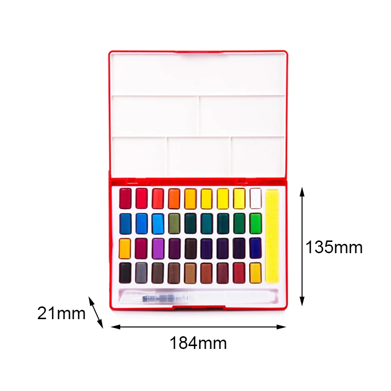 Профессиональный 24/36/48 Цвета Портативный одноцветное акварельной живописи ящик для инструментов с кистью пигмент для художественные принадлежности - Цвет: 36colors