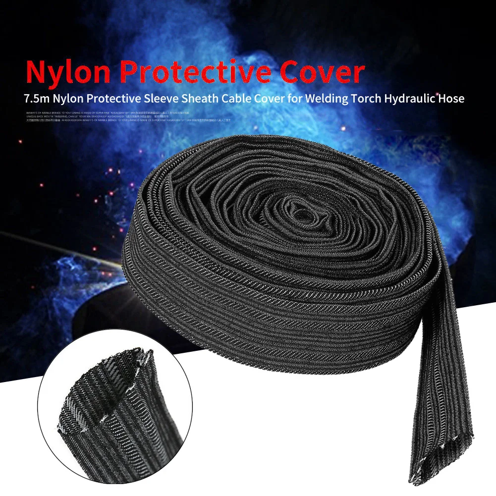 

25ft Nylon Protector Sleeve Sheath Cable Cover Welding Tig Torch Hydraulic Hose