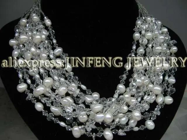 

20" 12strds freshwater pearl necklace free shipping