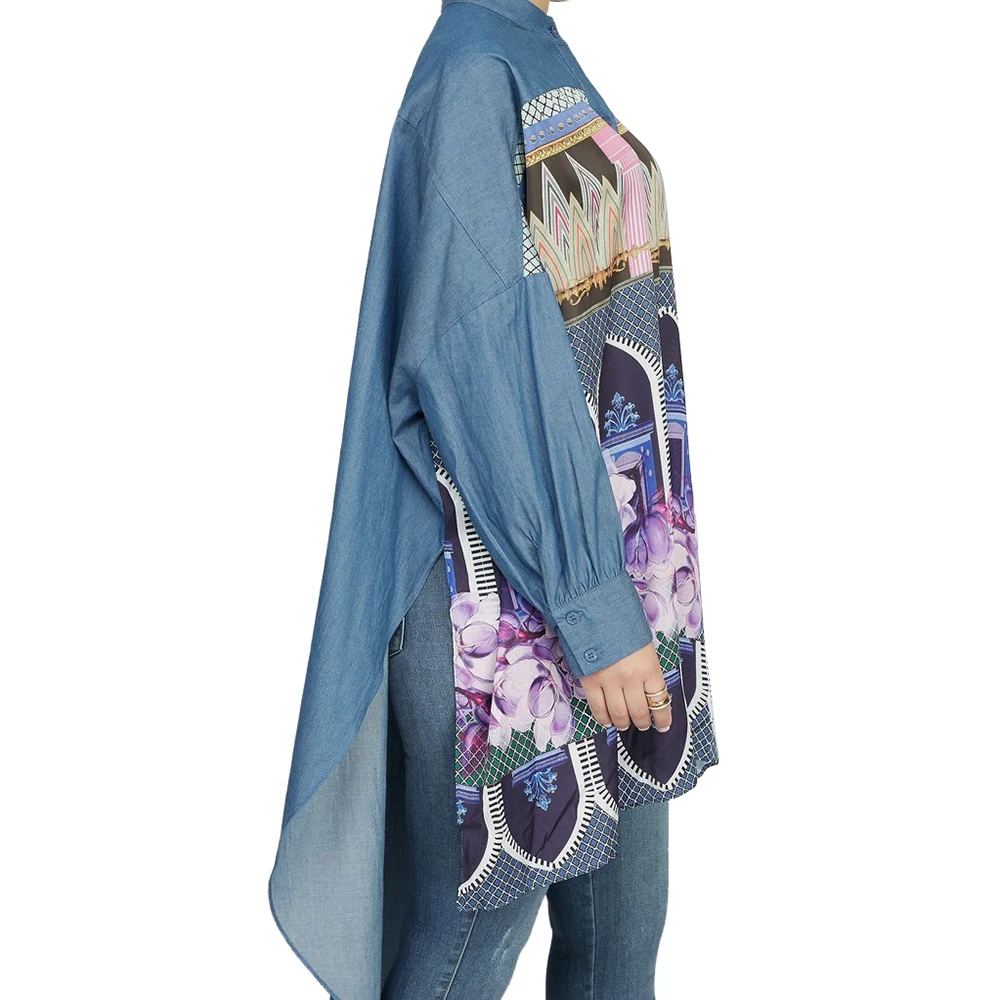 

Plus Size New Women Fashion Long Sleeve Button Down Front Split Tunic Blouse Shirts Tops