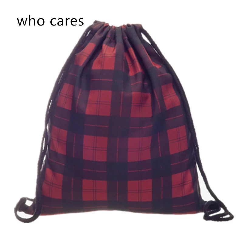Who Cares New 3D Printing Red font b Tartan b font Mochila Feminina Backpack Women daily