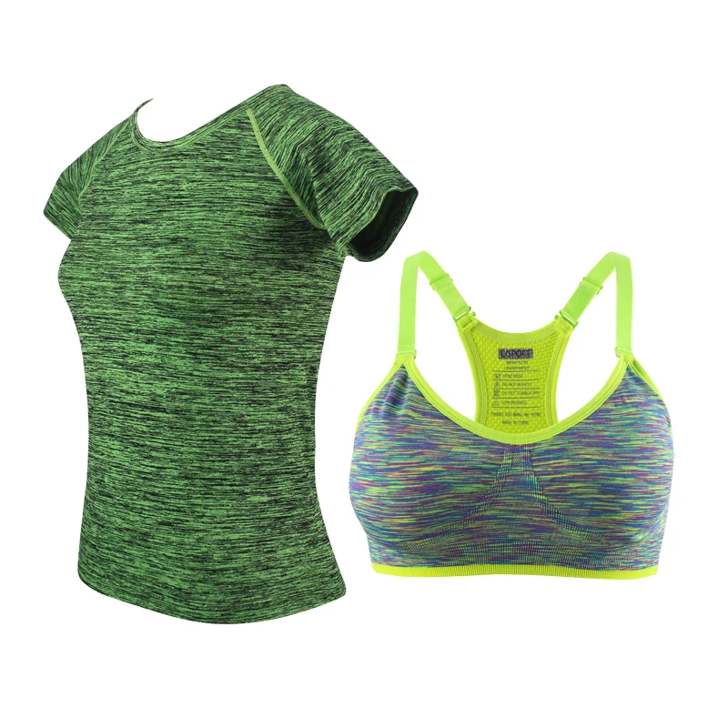 MAIJION, женские впитывающие пот комплекты для бега, быстросохнущая футболка для йоги, топы и бюстгальтер, набор для тренажерного зала, фитнеса, бега, йоги, комплекты для тренировок, спортивный комплект