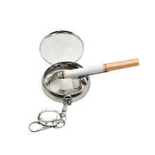 Cenicero de bolsillo portátil/Cenicero de cigarrillo de vehículo Mini Cenicero de acero inoxidable con llavero y cigarrillo Snuffer Dropshipping