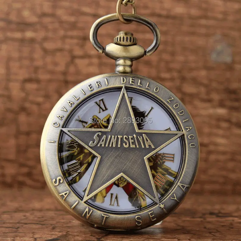 Уникальный Hollow Бронзовый Saint Seiya Дизайн кварцевые карманные часы кулон Цепочки и ожерелья цепь детей Хэллоуин подарки Reloj De Bolsillo