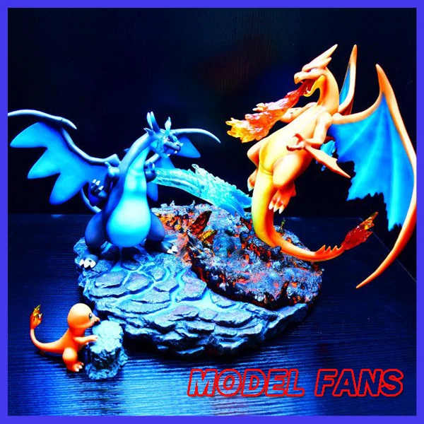 

MODEL FANS IN-STOCK 40cm pocket monster Charizard vs mega X Charizard GK resin statue figure toy for Collection