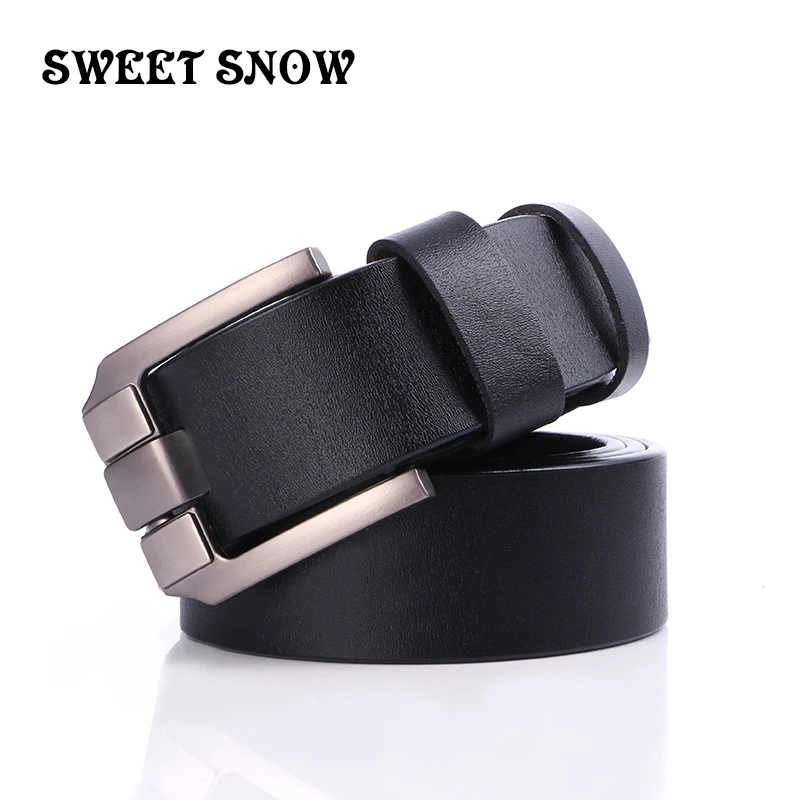 

SWEET SNOW New Genuine Leather Casual Men's Belt High Quality Wild Fashion Pants Belt For Man Alloy Buckle Pin Buckle Belts