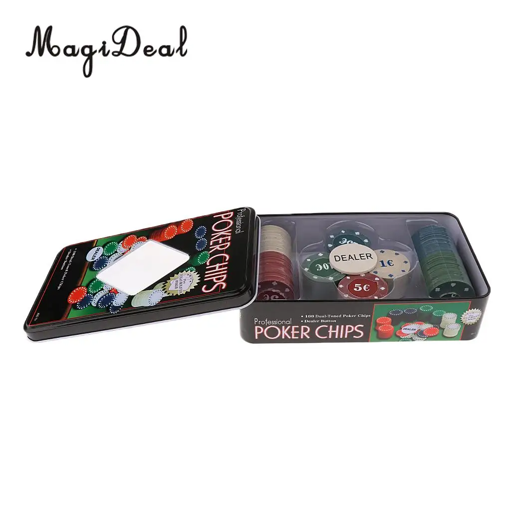 Professional Durable 100 Pieces Poker Chips for Poker Game Blackjack Roulette 4 Denomination, 1.57inch Tournaments Prop