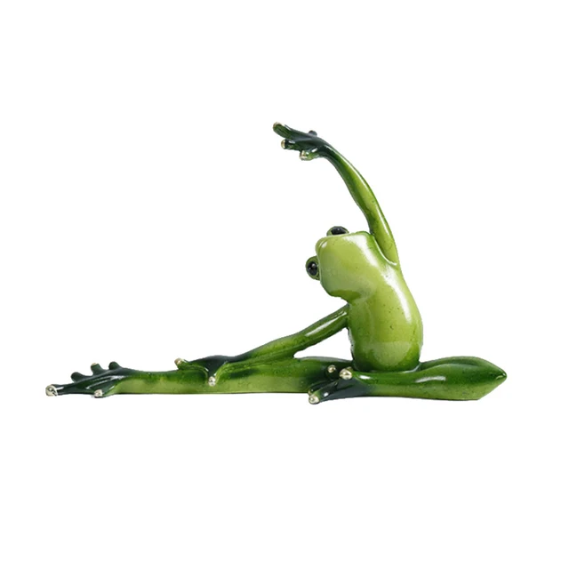 Green Yoga Frog Shaped Decoration 3D Resin Statues for Bedroom Living