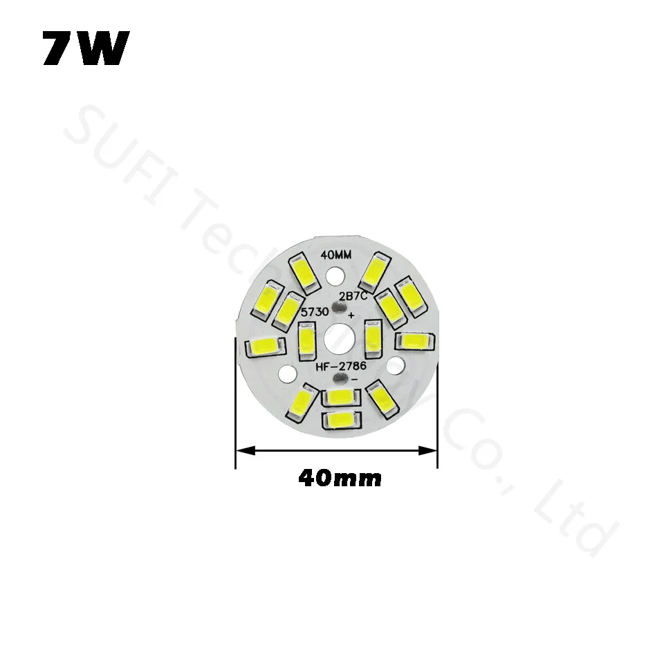 Высокая мощность, 3 Вт, 5 Вт, 7 Вт, 9 Вт, 12 Вт, 15 Вт, SMD5730, яркий светильник, светодиодный светильник, панель для потолка, точечный светильник, светильник-вспышка, PCB, светодиодный - Испускаемый цвет: 7W